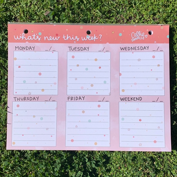 Undated Pink Hand Doodled Weekly Desk Pad Callie Danielle - Picture 1 of 10
